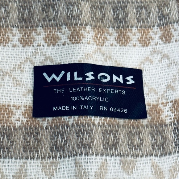 VTG Wilsons Soft Acrylic Neutral Snowflake Wide Scarf Made in Italy - Picture 7 of 8